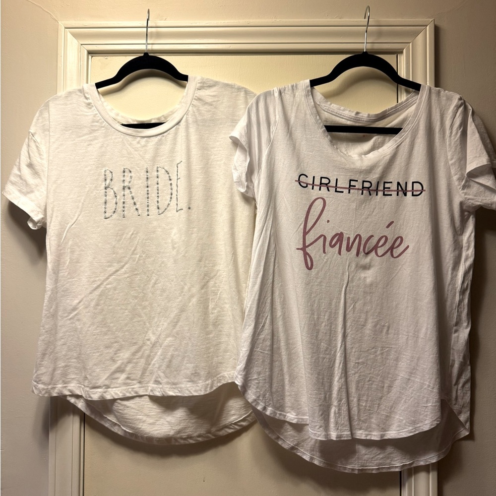 BRIDE White Graphic T-Shirts with Text